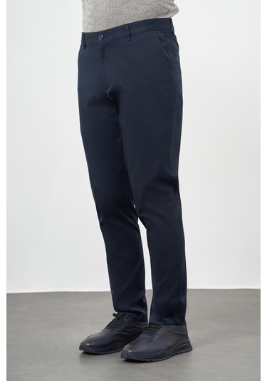 Koyu Lacivert Düz Armürlü Pamuklu Yan Cep Comfort Fit Casual Pantolon 1003245164 Koyu Lacivert