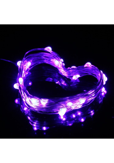 Geeksen 10 Metre Mor Işık 100 Led Lamba Süreci, 4.5v 6w Ip65 Su Geçirmez, Pil İle Çalışır, Romantik Ve Festival Atmosferi Oluşturur Mor