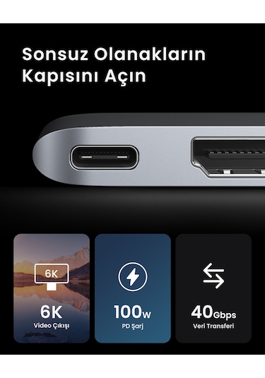 Ugreen 6'sı 1 Arada 2 Usb 3.0 100w 6k Pd Port Çoklayıcı Hub, 80856