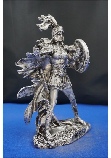 Athena Savaş Tanrıçası 26 Cm Mitolojik Heykel, Ev Dekor Ve Hediyelik Biblo Gümüş