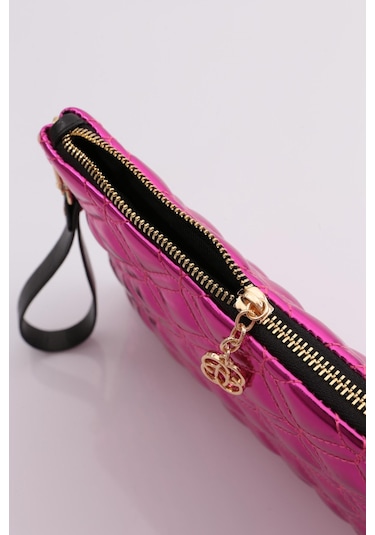 Dgn 4004 Kadin Baklava Dilimi Desenli Çanta 4004-2337-R13775 Fuşya