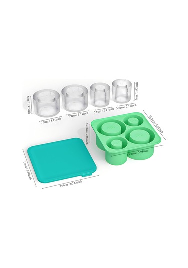 Lemestar Stanley Yeşil 4'lü Gıda Grubu Silikon Buz Kalıbı - Hızlı Donma, Kolay Çıkarma, Yıkama Kolay, Mikrodalga Ve Lavabo Uyumlu Çok Renkli