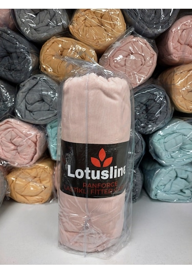 Lotusline Ranforce Fitted Battal Çift Kişilik Çarşaf Seti-pudra Pudra