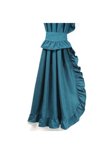 Poli Perde Çift Kanat Dikey Fırfırlı Petrol Yeşili