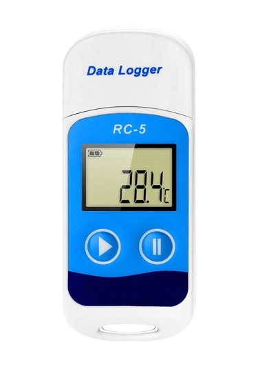 Mufunye Usb Sıcaklık Veri Kaydedici, Ip67 Su Geçirmez, Lcd Ekranlı, -30 C 70 C Aralığı, % 0.5 Doğruluk, Soğuk Zincir Nakli İçin Beyaz-mavi