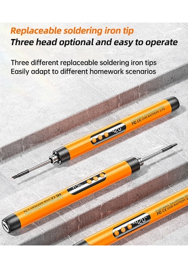 Usb Dijital Ekran Şarjlı Havya Seti 5 Vitesli Sıcaklık Ayarlanabilir Standart Sürüm Gri