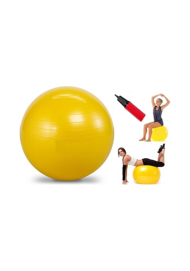 65 CM Pilates Topu Büyük Boy Pilates Topu Pompa Mor