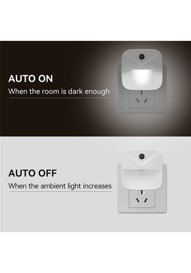 Szypzstore Gece Lambası Takılabilir Akıllı Işık Paketi, Koridorlar, Yatak Odaları Için 4 Otomatik Açma Ve Kapama Duvar Işığı, Us Plug, Sveger Beyaz