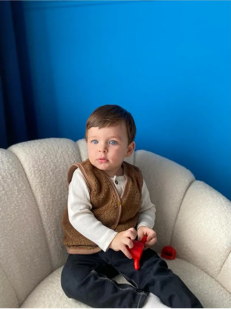 Ay Yıldız Çocuklar İçin Teddy Yelek Kolsuz 330312204 Koyu Kahverengi