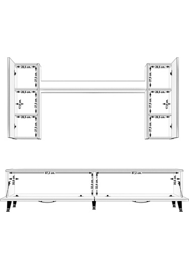 Decoraktiv Eko 7 Slm Std Silver Tv Ünitesi Tv Sehpası Beyaz
