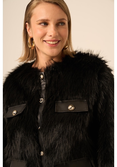 Ftz Women Kadın Peluş Mont Siyah 31241 Siyah