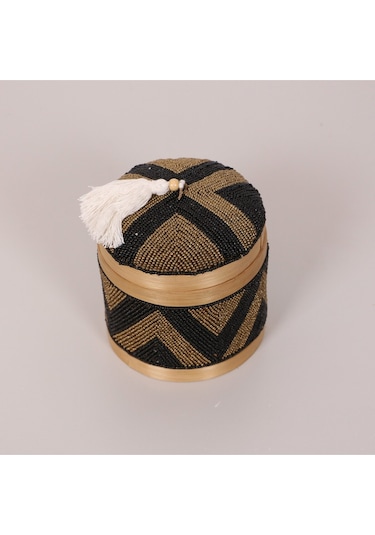 Bali Boncuklu Bambu Saklama Kutusu S 12x14 Cm