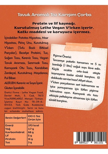 Lethe Vegan Tavuk Aromalı Çorba 65gr-3666