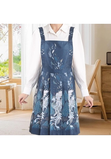 Mavi Yemek Pişirmek Ve Pişirmek İçin Şık Kadın Mutfak Önlüğü Mavi