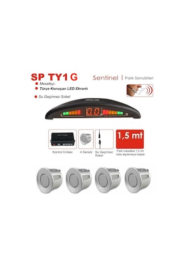 Park Sensörü Led Ekranlı Türkçe Sesli Gri