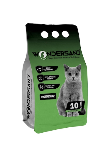 Wondersand Kokusuz Naturel İnce Topaklaşan Bentonit Kedi Kumu 10 L
