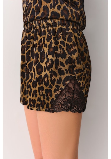 Suwen Lioness Şort St4435603543 Leopar Desenli