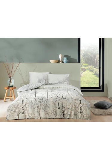 Taç Çift Kişilik Ranforce Nevresim Takımı Sakura Mint