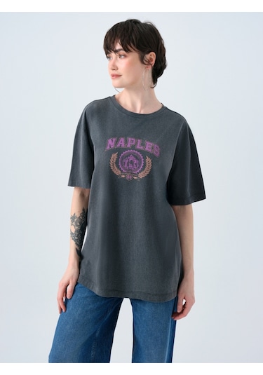 Regular Fit Kadın Tshirt K.kol Antrasit