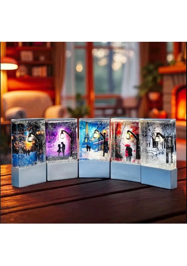 Işıklı Nostaljik Gümüş Sokak Lambası - Dekoratif Gece Lambası Gold