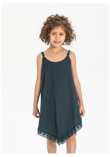 Çağla Şile Bezi Kız Çocuk Elbise Petrol Ptrl