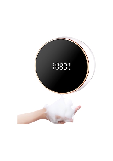 Reedark Otomatik Köpük Sabun Dağıtıcı, 300ml Duvar Tipi, Ipx5 Su Geçirmez, 3 Seviye Ayar, Tam Ekran Göstergeli, El-yıkama-banyo-yıkanma İçin Beyaz Beyaz
