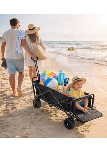 Yek Outdoor Extend Wagon Katlanabilir Kamp Ve Yük Arabası Siyah