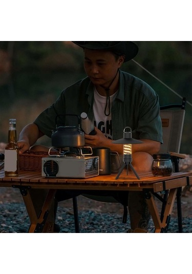 Bloomnest Çoklu Modlu Şarj Edilebilir Kamp Lambası - Abajur Ve Tripodlu - Ücretsiz El Feneri Ve Parlaklık Ayarı - Siyah Fan0599 Newway Siyah