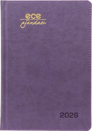 Ece Ajandası Kemer 2026 Mor - Günlük Çizgili Sert Kapak 14x20 Mor