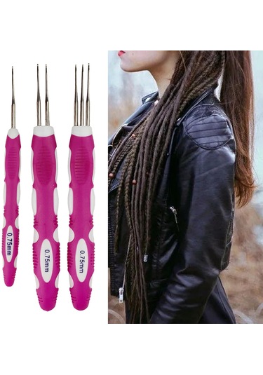 Suntek Kolay Kullanımlı Dreadlock Tığ Örgü Saç Aracı - Pembe