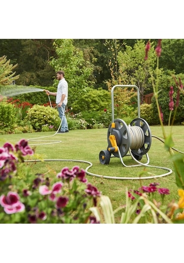 Hozelock 2489H 20 M + 5 M  Hortumlu 45 M Kapasiteli  Tekerlekli, Hortum Toplama Sarma Araba Seti