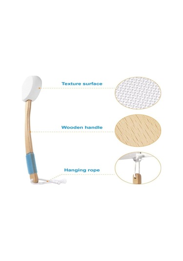 Moveevo Kemik Boyutlu Ahşap Saplı Vücut Losyon Uygulayıcı - 3 Değiştirilebilir Yumuşak Pad, Omuz-ayak Erişim Kolaylaştırıcı, Kaymaz Tutuş, Temizlenmesi Kolay Beyaz - Mavi