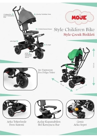 Moje Style Yeşil Bebek Bisikleti Yeşil
