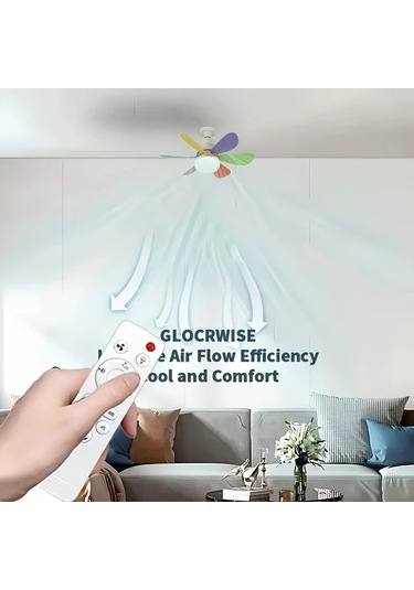 Xuweiwei Uzaktan Kumandali Akilli Tavan Fani 40w 52 07cm Cok Renkli 3 Hiz Ayarlı Led Aydinlatma E26 E27 Ampul Zamanalayici Yatak Oturma Odasi Garaj