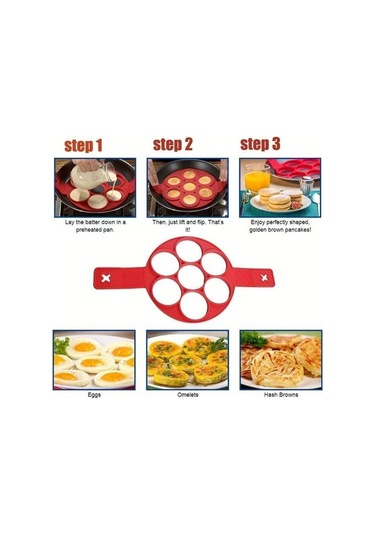 Sunshine011 Kırmızı Multi-şekilli Silikon Pankek Kalıbı - Yapışmaz Yeniden Kullanılabilir Kolay Çıkan Dayanıklı Mutfak Gereci