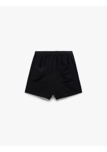 Koton Beli Bağcıklı Cepli Mini Şort Siyah 5sak40083pw Siyah