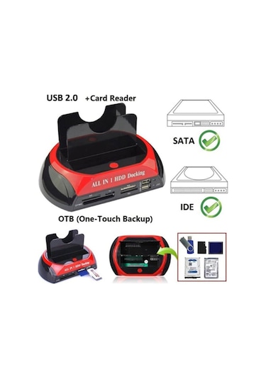 Usb 2.0 Harddisk Docking - Kart Okuyucu - Hdd Klonlama İde Sata