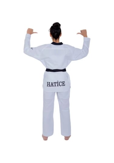 Haşado Ultra Fighter Profesyonel Siyah Yaka Tekvando Elbise Beyaz