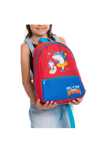 Superbag Erkek Çocuk Anaokulu Çantası Balık Desenli Sırt Çantası Kreş Çantası Mavi