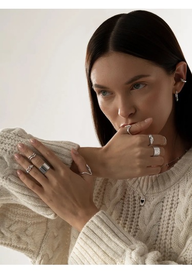 Sılverme İnce 925 Ayar Gümüş Falanks Yüzük. 94660381 Gri