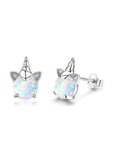100% 925 Ayar Gümüş Unicorn Opal Saplama Küpe Kadınlar Için Düğün Küçük Küpe Moda Yıldönümü Takı Fıe737 Saplama Küpe Altın - Beyaz