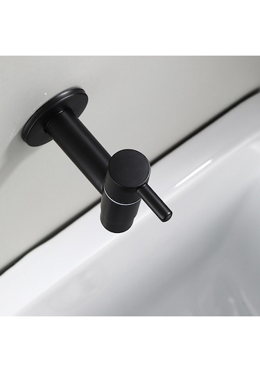 Xurunkeji Mop Lavabo Musluğu 304 Paslanmaz Çelik Banyo Çamaşır Makinesi Musluğu Açık Bahçe Tek Soğuk Su Musluğu Siyah Siyah