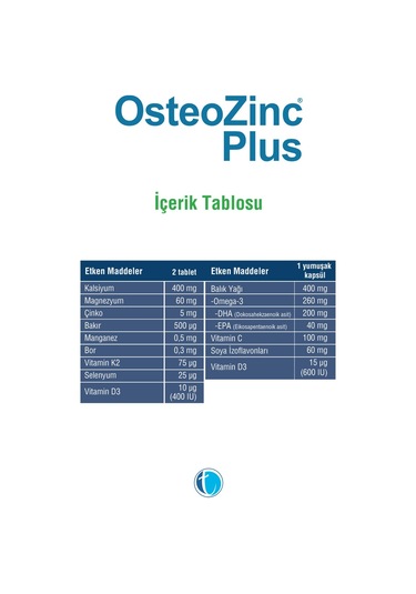 Osteozinc Plus 30 Yumuşak Kapsül + 60 Tablet