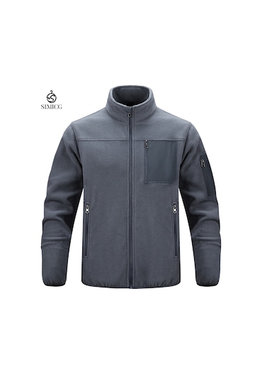 Erkekler İçin Dik Yakalı Günlük Polar Ceket Gri