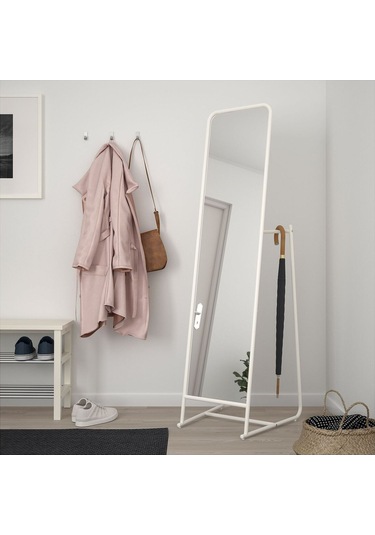 Ayaklı Boy Aynası, Beyaz, 48x160 Cm Beyaz