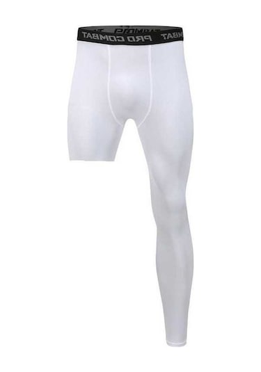 Tongxida Erzek Spor Pantolonu, Sıkıştırma Şort, Siyah Beyaz, Tek Bacak Tayt, Koşu, Basketbol, Spor Salonu İçin. Kırpılmış Pant Beyaz