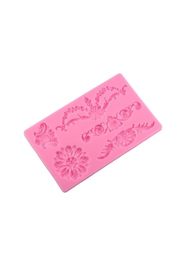 Dancemonkey Cf394 Kek Bordür Çiçekli Fondan Kalıp, Silikon - İçin Mükemmel Pembe