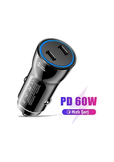 Ally Te-p61 2 Type-c Çıkışlı Araç İçi Çakmaklık Hızlı Şarj Başlı