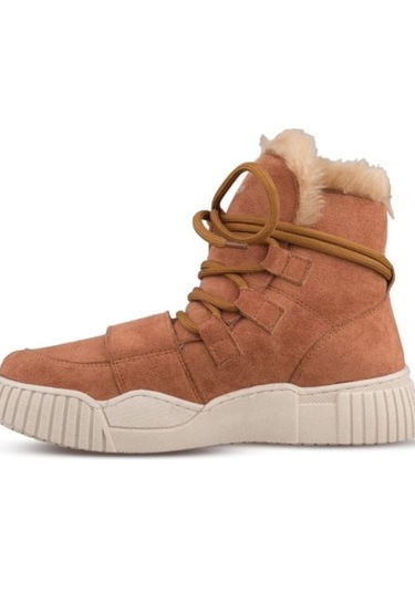Mp 242-1876 Taba Süet Kadın Bağcıklı Spor Bot Taba