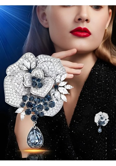 Bijoubijou Brosh Çiçek Gül 431720937 Gri